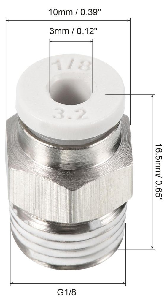 2Pack G1/8 Anschieben Passt 3mm AD Schlauch Verbinden Anschlš¹sse Gerade Kupplung Adapter fš¹r Gas Pneumatischer Luftstrom š¹bergang Wei? Sil...