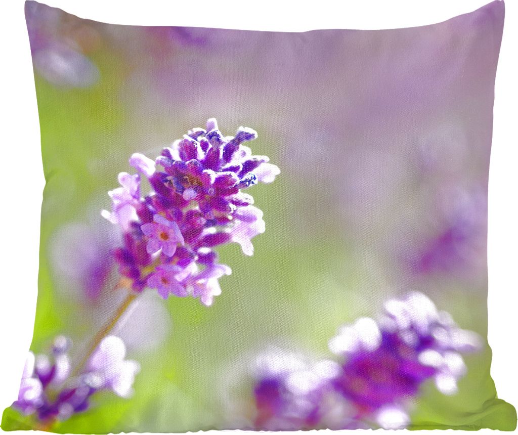 MuchoWow Zierkissen Sofakissen Wohnzimmer Dekokissen 50x50 cm Nahaufnahme von Lavendel vor einem unscharfen Hintergrund - Komfort - Sofakissen