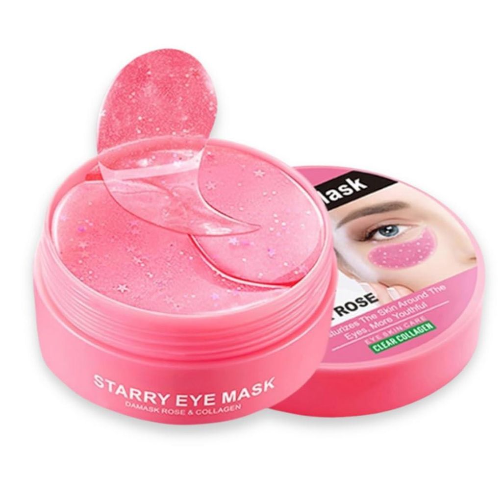 60 Stück Starry Rose Collagen Augenpads – Hydrogel Eye Mask mit Hyaluronsäure & 10 Vitaminen – Anti-Aging Augenpflege gegen Falten
