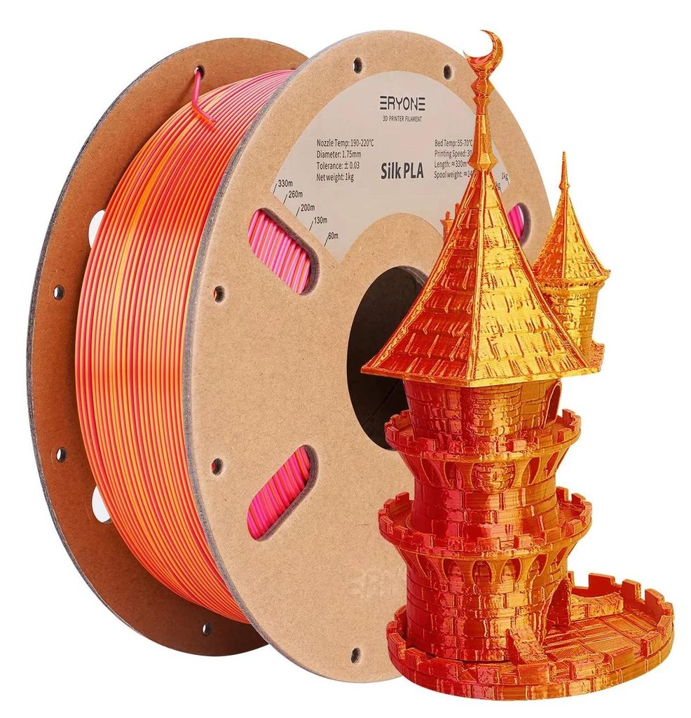 Matte Silk PLA - Dual Color 3D Drucker Filament - FDM 1,75 mm ±0,03 mm - Farbwechsel - Spule 3 kg - Rot Gold