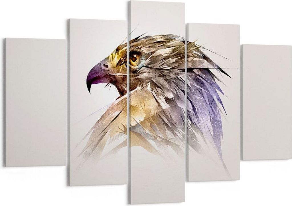 Bild auf Leinwand - Leinwandbild - Adler Vogel Feder - 150x100cm - Wand Bild - Wanddeko - Leinwanddruck - Bilder - Kunstdruck - Wanddekoration - Le...
