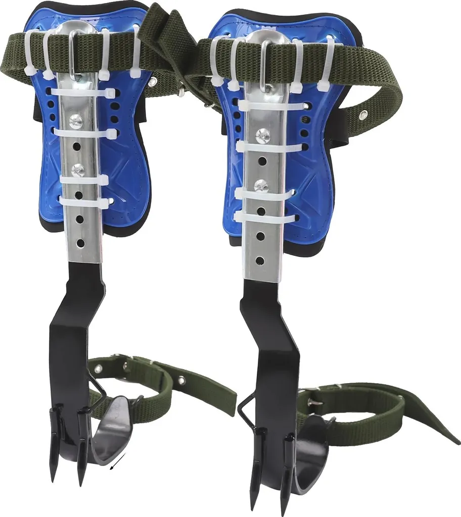 Équipement d'escalade d'arbres avec pointes bleues et kit de sécurité