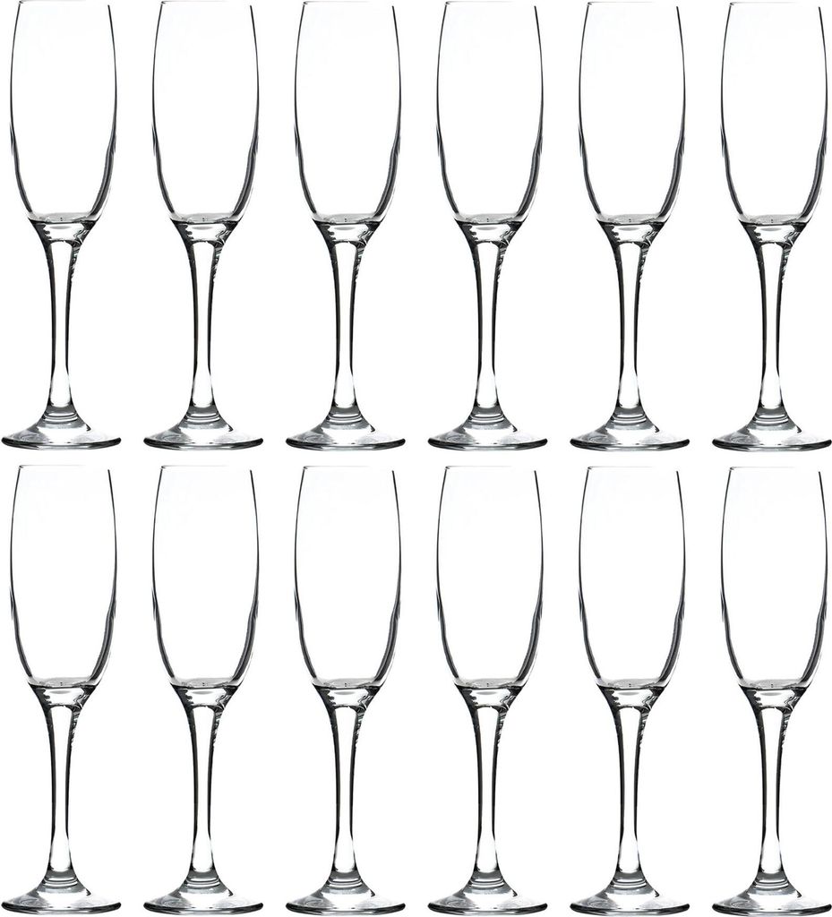 12x Venue 220ml Glas Champagnerflöten - Wiederverwendbar Prosecco Wein Hochzeitsfeier Trink Gläser Geschenkset - by LAV
