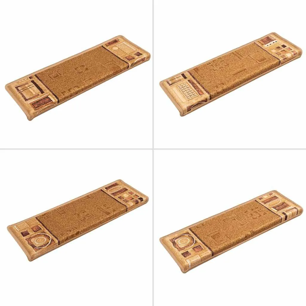 vidaXL Tapis d'escalier autoadhésif beige 15 pcs 65x25 cm - Lot complet