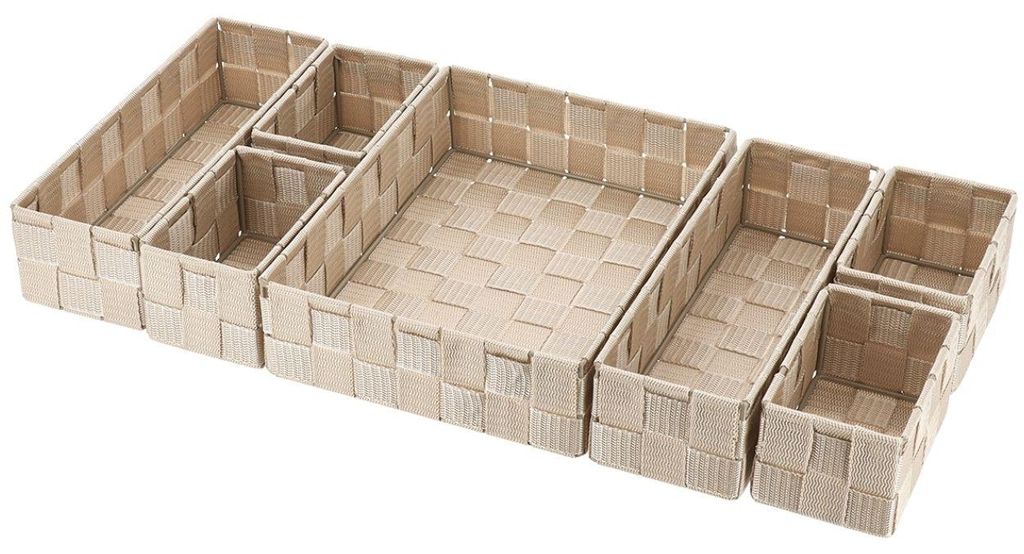 TENDANCE | Organizer - Kosmetikorganizer - Schubladenorganizer - beige - auPolyester- 7 x 27 x 20 cm - Schubladenbehälter - geflochtener - Praktis...