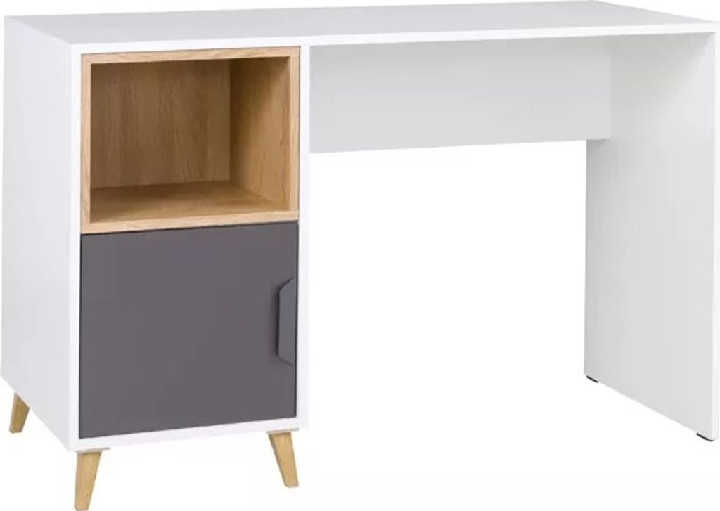 Geräumiger Schreibtisch Reko 14 Weiss/Graphit/Grau
