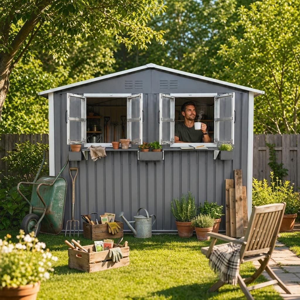 Abri de jardin en métal de 4,33 m² en tôle d'acier Image du produit 