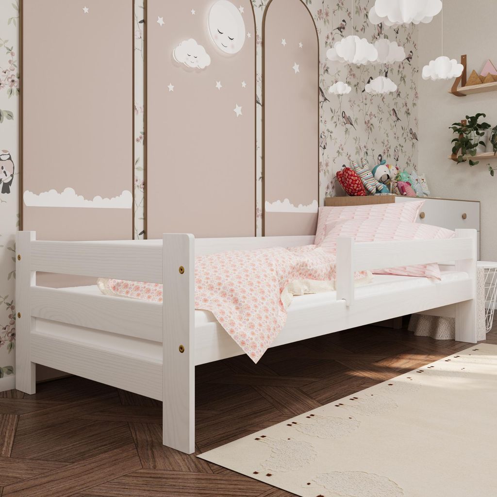 Łóżko dziecięce Oli z barierką i stelażem | 160x80 cm | Zdjęcie produktu 
