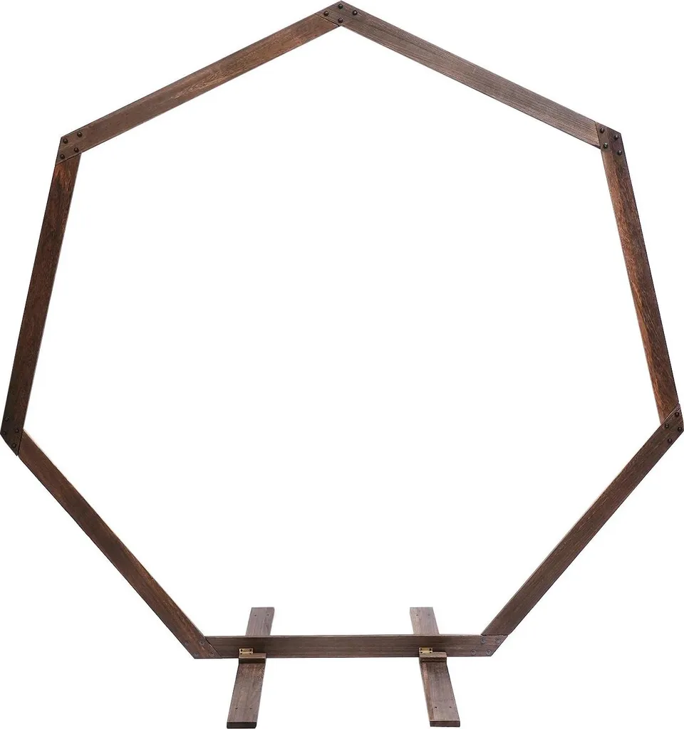 Structure décorative arche de cérémonie en bois marron pied stable 2m24
