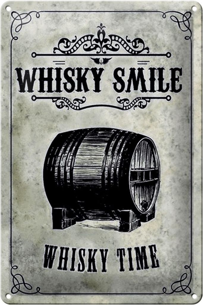 Blechschild Alkohol 20x30cm Whisky Smile Whisky Time