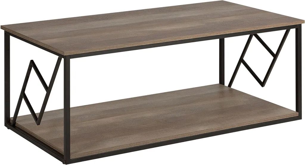 Table de salon industrielle bois foncé 120 cm pour grand canapé BELIANI