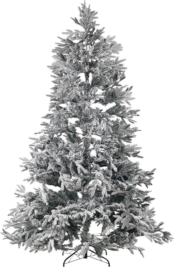 BELIANI Weihnachtsbaum 240 cm Weiß / Grün Schneebedeckt mit Kunstschnee und Ständer Weihnachtszeit Weihnachten Wohnzimmer Modern