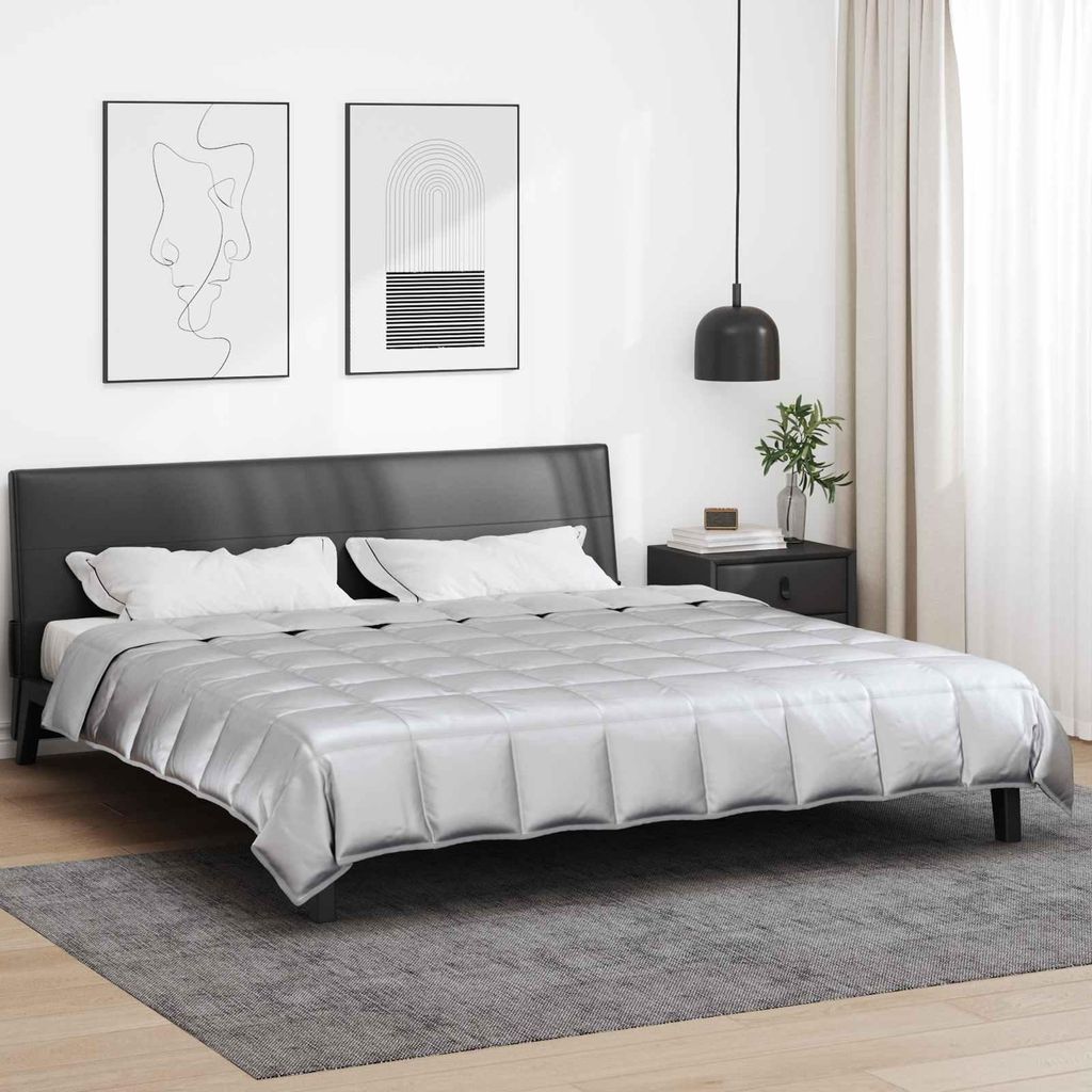 "Schlussverkauf" Sommerdecke moderne - Extra weich - Silber 240x200 cm Satin und Mikrofaser C6431