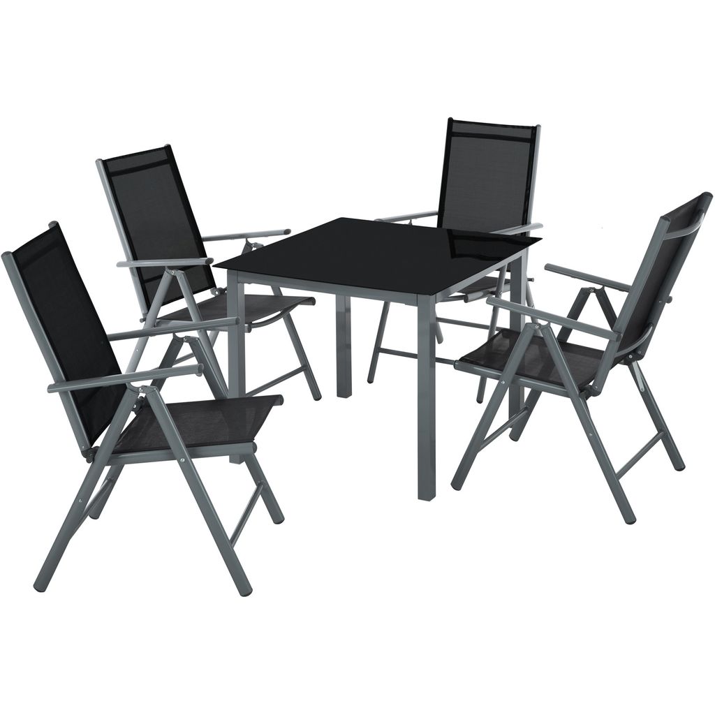tectake® Aluminium Sitzgruppe 4+1 Produktbild 