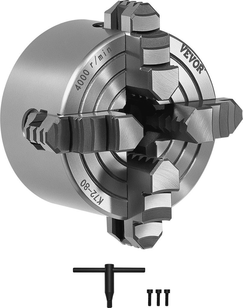 VEVOR 4-Backen-Drehfutter, 80 mm, selbstzentrierendes Produktbild 