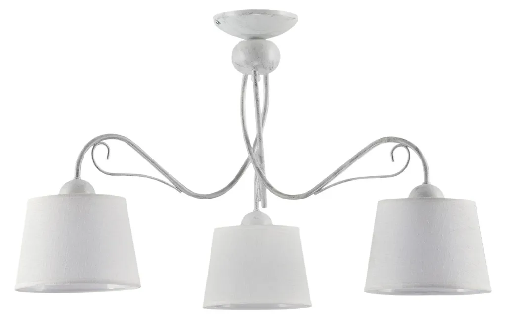 Suspension KAMELIA blanche 3xE27 Jupiter en métal - Lustre 46x80x80 cm