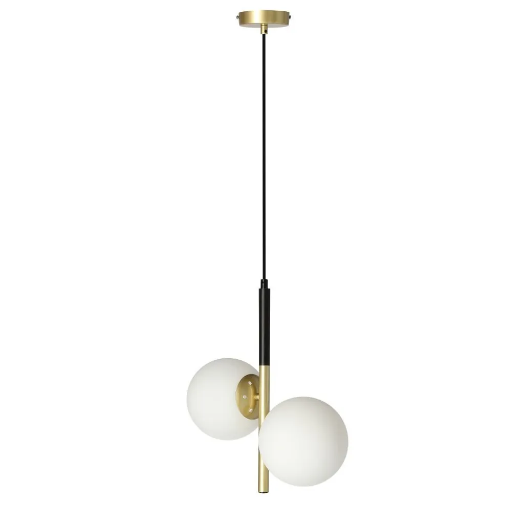 Suspension Luminaire Double E14 Candellux Noir et Doré Moderne