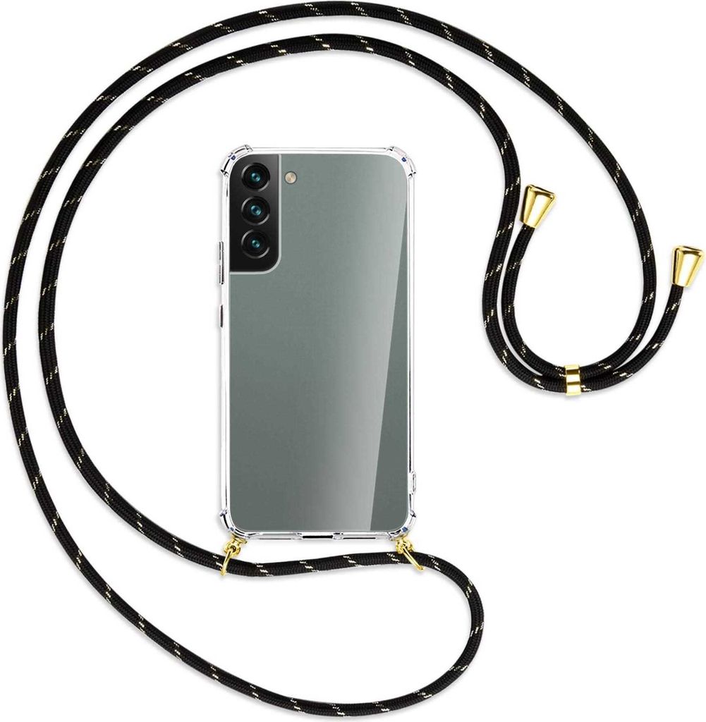 Handykette Backcover-Schutzhülle mit Band (Metall goldfarben) für Samsung Galaxy S22 Plus 5G (S906) - schwarz/gold