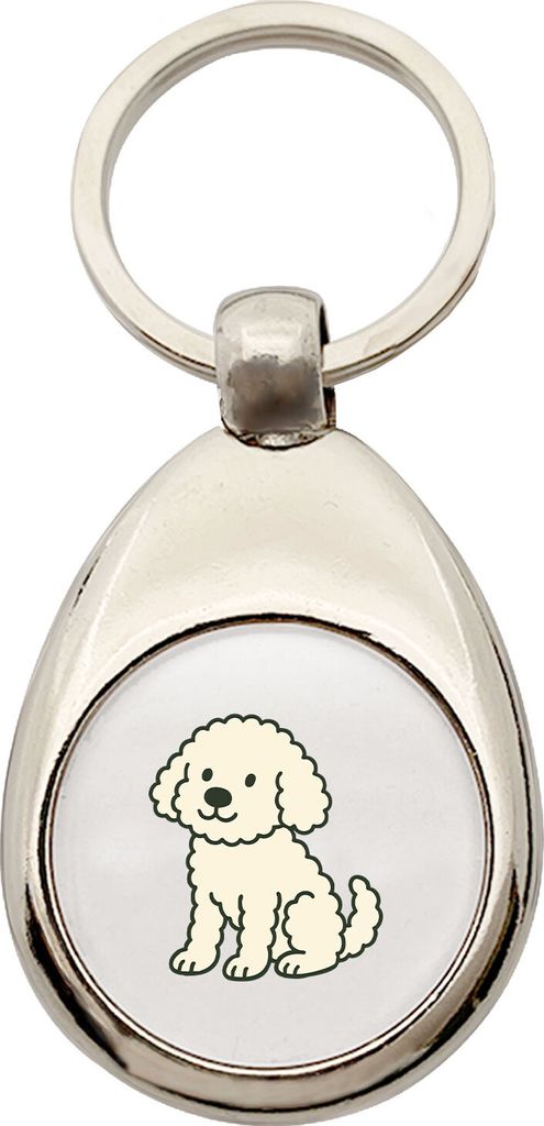 Huuraa Schlüsselanhänger Maltipoo Comic Malti Metall Schlüsselring Einkaufswagenchip Geschenkidee