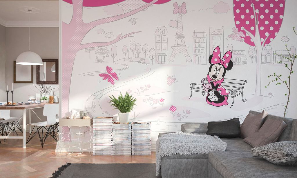 Komar Digitaldruck Vliestapete "Minnie in Paris", bunt, 400 x 250 cm; 023-DVD4