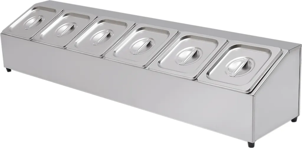 Étagère 6 en 1 inox robuste pour récipients GN avec couvercles hermétiques