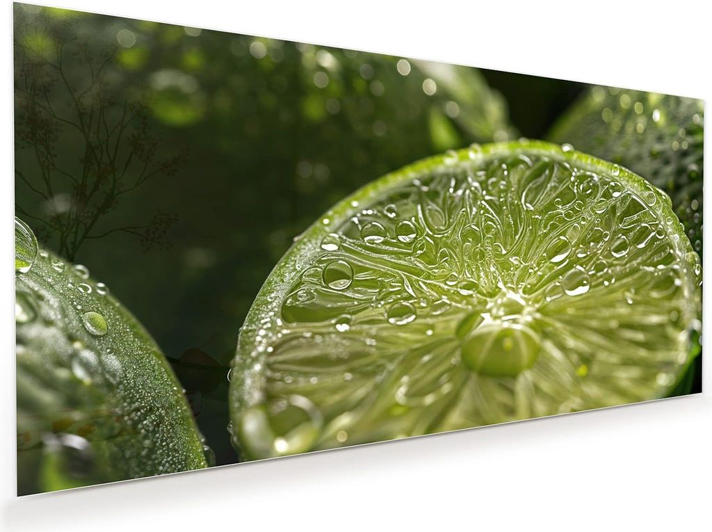 Glasbild 120x60cm in XXL für Wohnzimmer, Schlafzimmer Motiv Frische Limetten