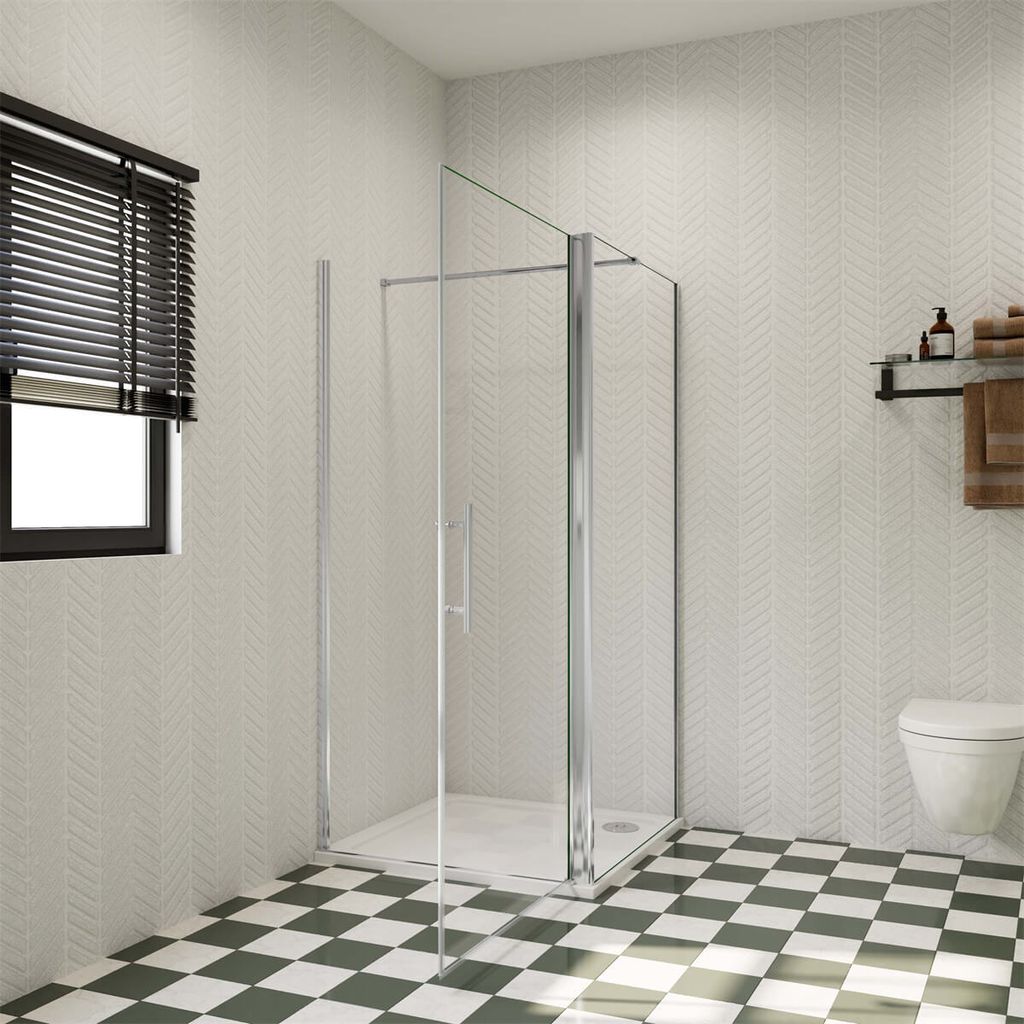 100x70cm 185cm 6mm Duschtür mit Seitenwand Eckdusche Drehtür Glastür Duschkabine