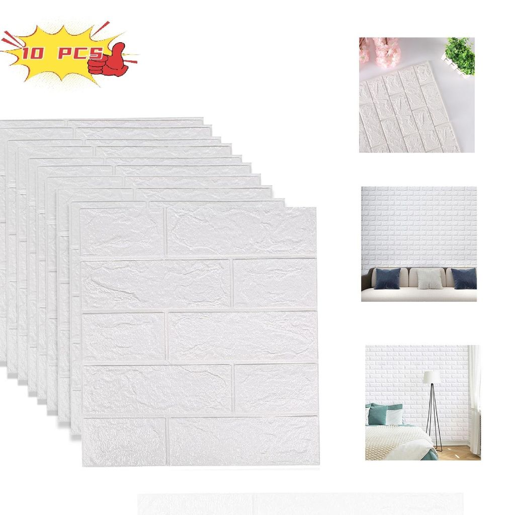 10PCS 3D Wandpaneele Selbstklebend Tapete Steinoptik Wandverkleidung, 35x38,5cm Wasserdicht WallPanels Wandtattoos Ziegelstein Wandaufkleber