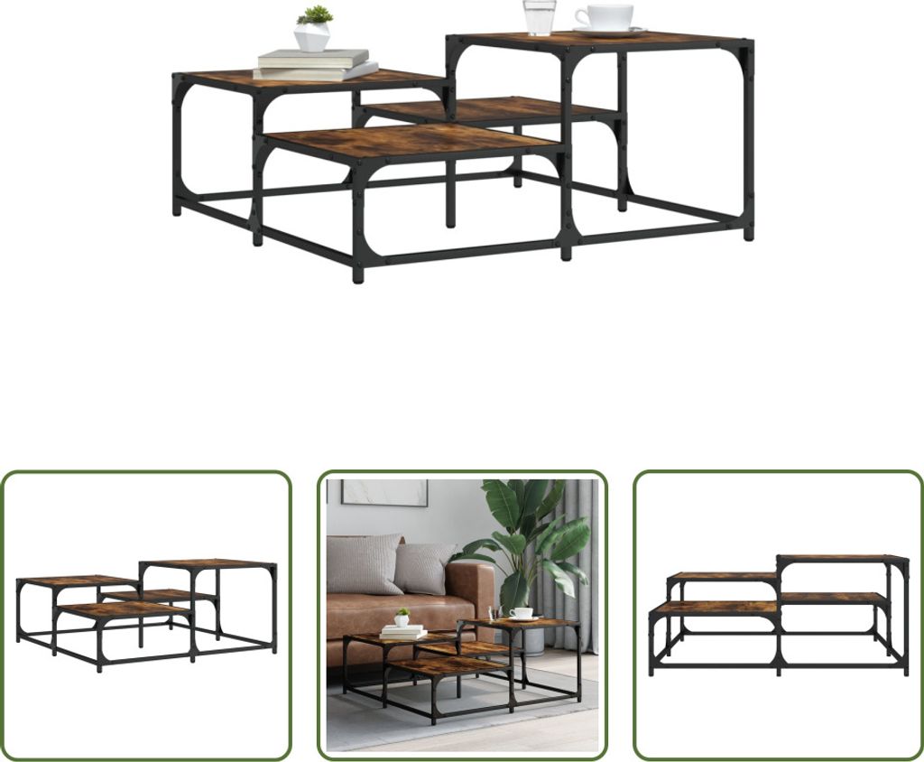 The Living Store Couchtisch Räuchereiche 87,5x87,5x40 cm Holzwerkstoff