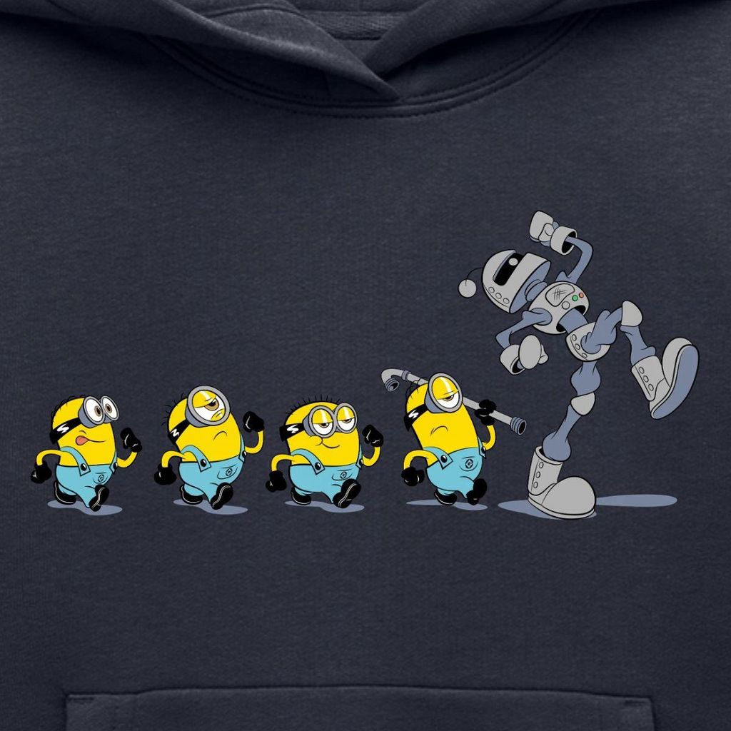 Spreadshirt Minions Marsch Mit Roboter Kinder Premium Hoodie, 122/128 (6 Jahre), Navy