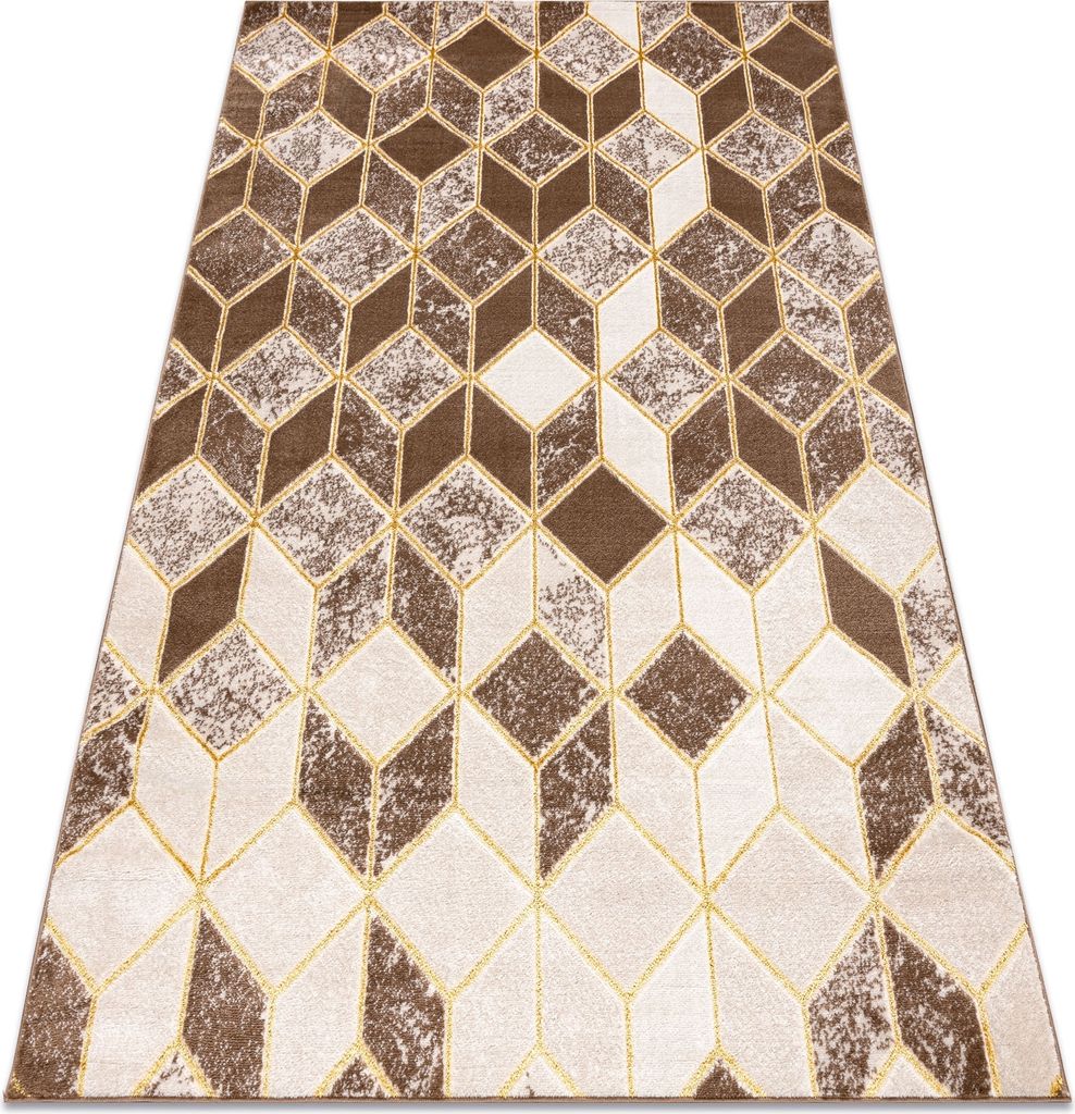 Modern MEFE Teppich B400 Würfel, geometrisch 3D - Strukturell zwei Ebenen aus Vlies dunkelbeige beige 120x170 cm