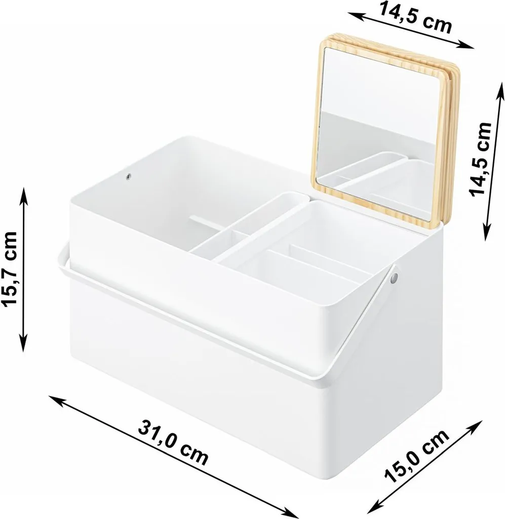 Vanity Case Fixe pour Maquillage Tower Blanc avec Miroir de Table Chic - 2
