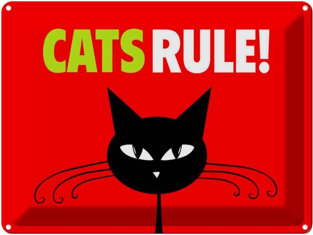 vianmo Blechschild 30x40 cm cats rule Katze