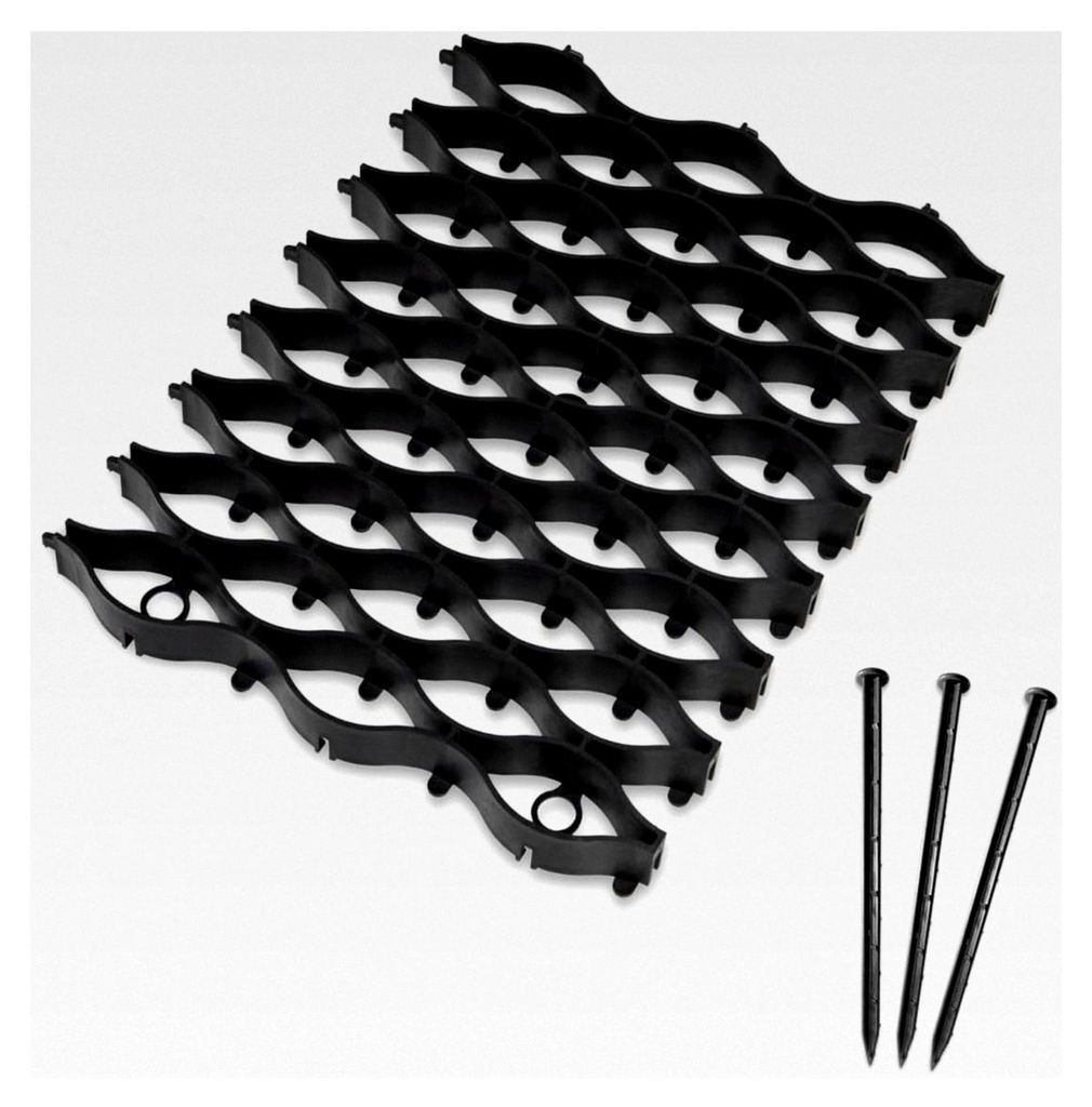 Flexgitter 5er Set (40 x 30 cm) – Rasengitter Geogitter – Flexible und robuste Bodenverstärkung, geeignet für Mähroboter, mit 15 Erdankern, ...