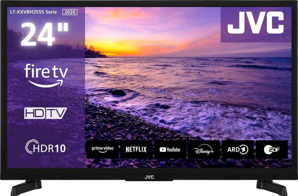 JVC Fernseher 24 Zoll Fire TV HD-Ready Smart TV HDR Alexa Triple-Tuner LED TV LT-24VRH3555 (2026)