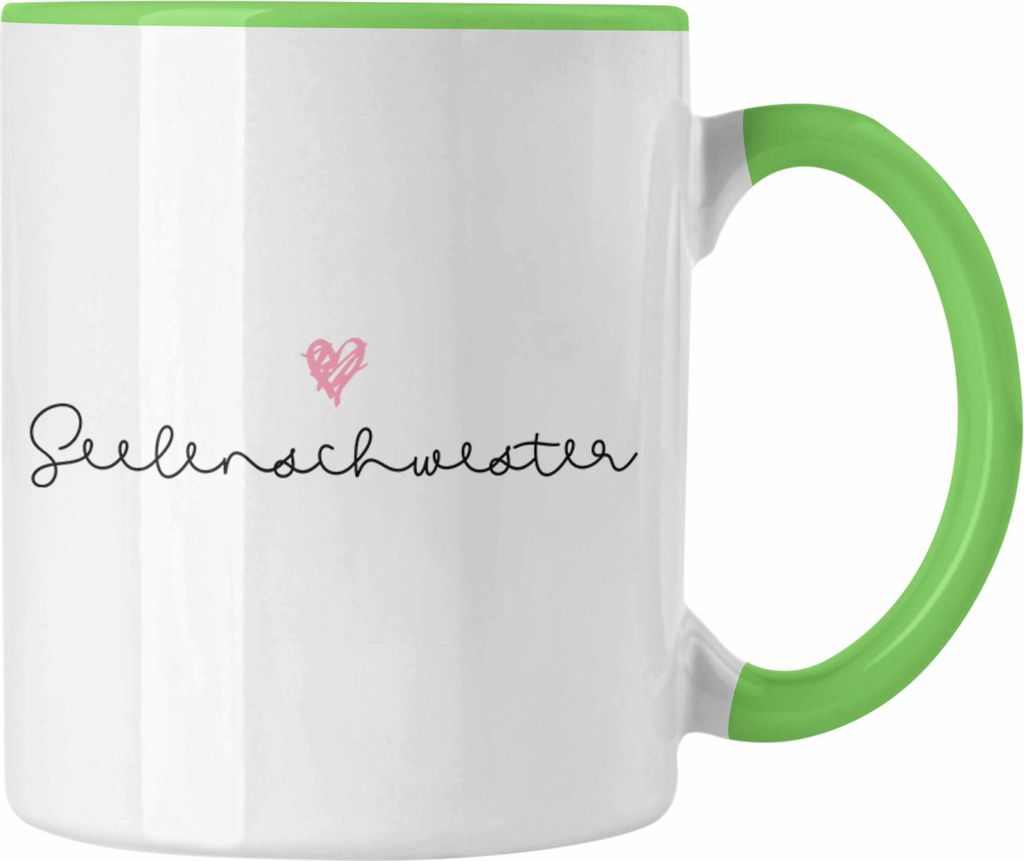 Trendation -Seelenschwester Tasse Geschenk für Schwester Geschenkidee Beste Schwester Geburtstag (Grün)