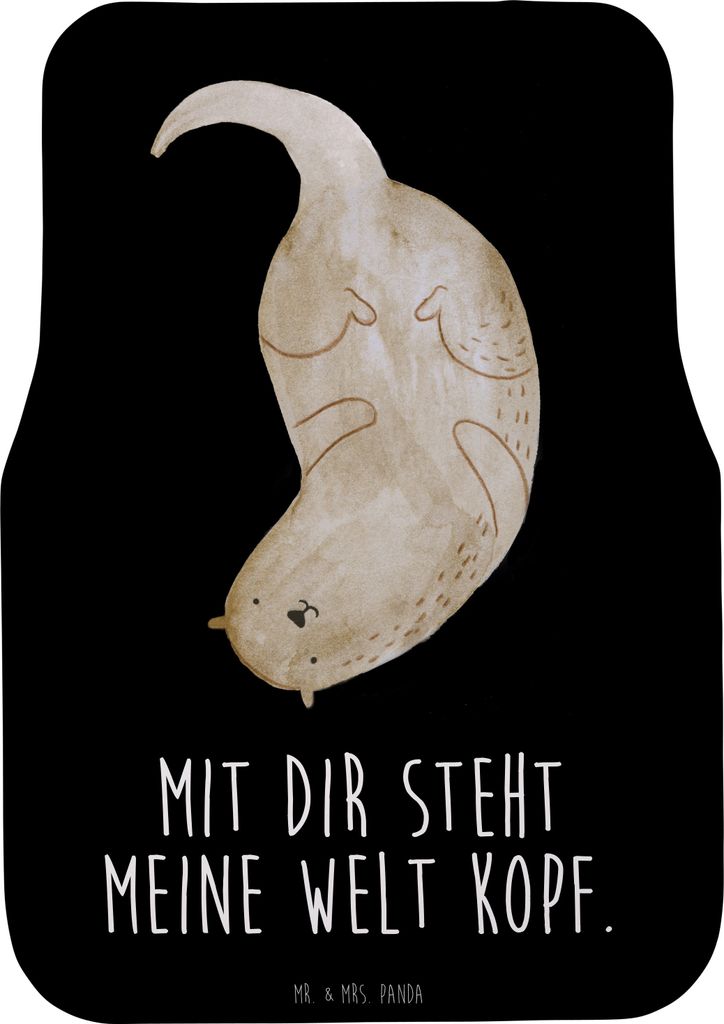 Mr. & Mrs. Panda Fußmatte Fürs Auto Otter Kopfüber - Schwarz - Geschenk, Teppich, Autofußmatte, Verliebt, Autoteppich, Seeotter, Verknallt, Lie...