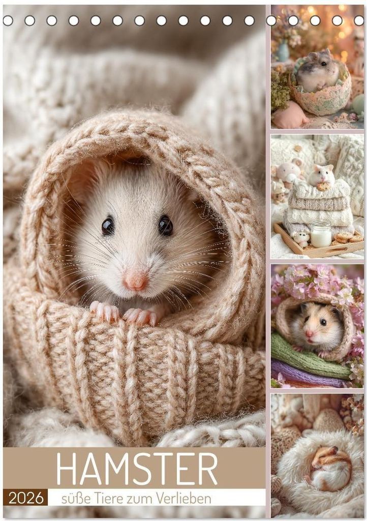 Hamster - süße Tiere zum Verlieben (Tischkalender 2026 DIN A5 hoch), CALVENDO Monatskalender