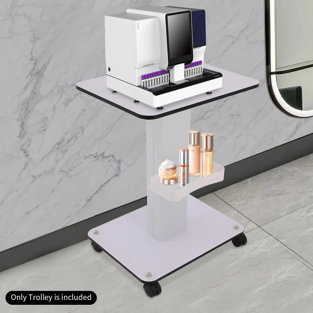 Table de service robuste 40 kg pour coiffeur, métal et bois blanc