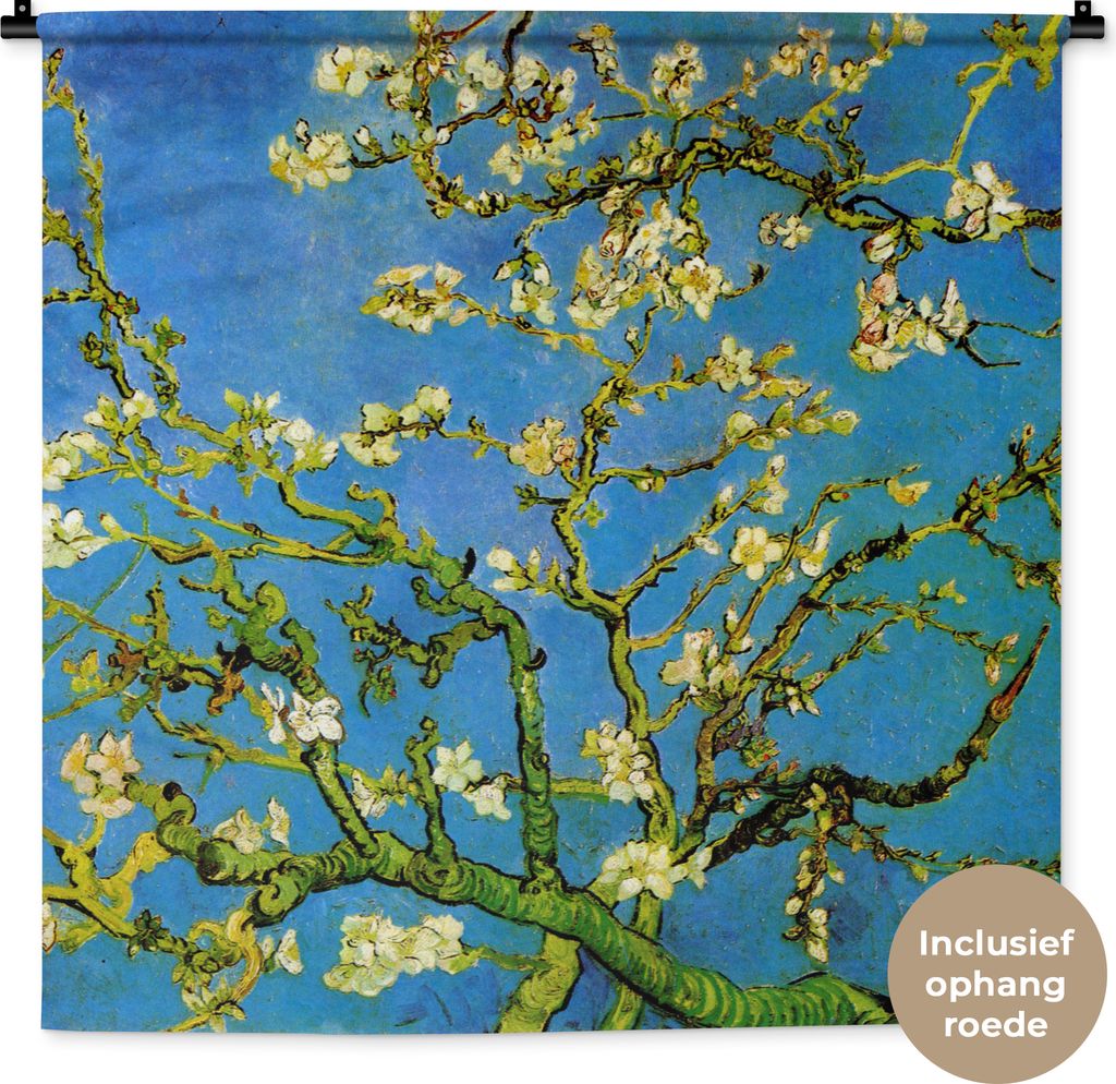MuchoWow Wandteppich Wandbehang Mandelblüte - Vincent van Gogh 90x90 cm Tapisserie Dekoration Wandtuch - Wandaufhänger
