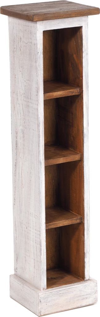 HOLZ CD REGAL "CD TOWER" | 76cm(H), Holzregal, CD Rack mit 4 Fächern | Farbe: 05 weiß-natur