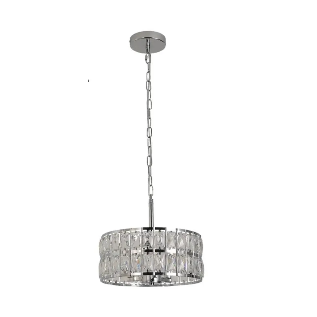 Lampe suspendue cristal pour table à manger - Éclairage chic argenté