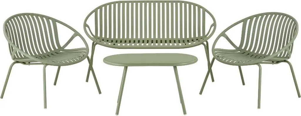 Salon de Jardin Saga Vert Anti-Corrosion : Canapé et Table sans Entretien