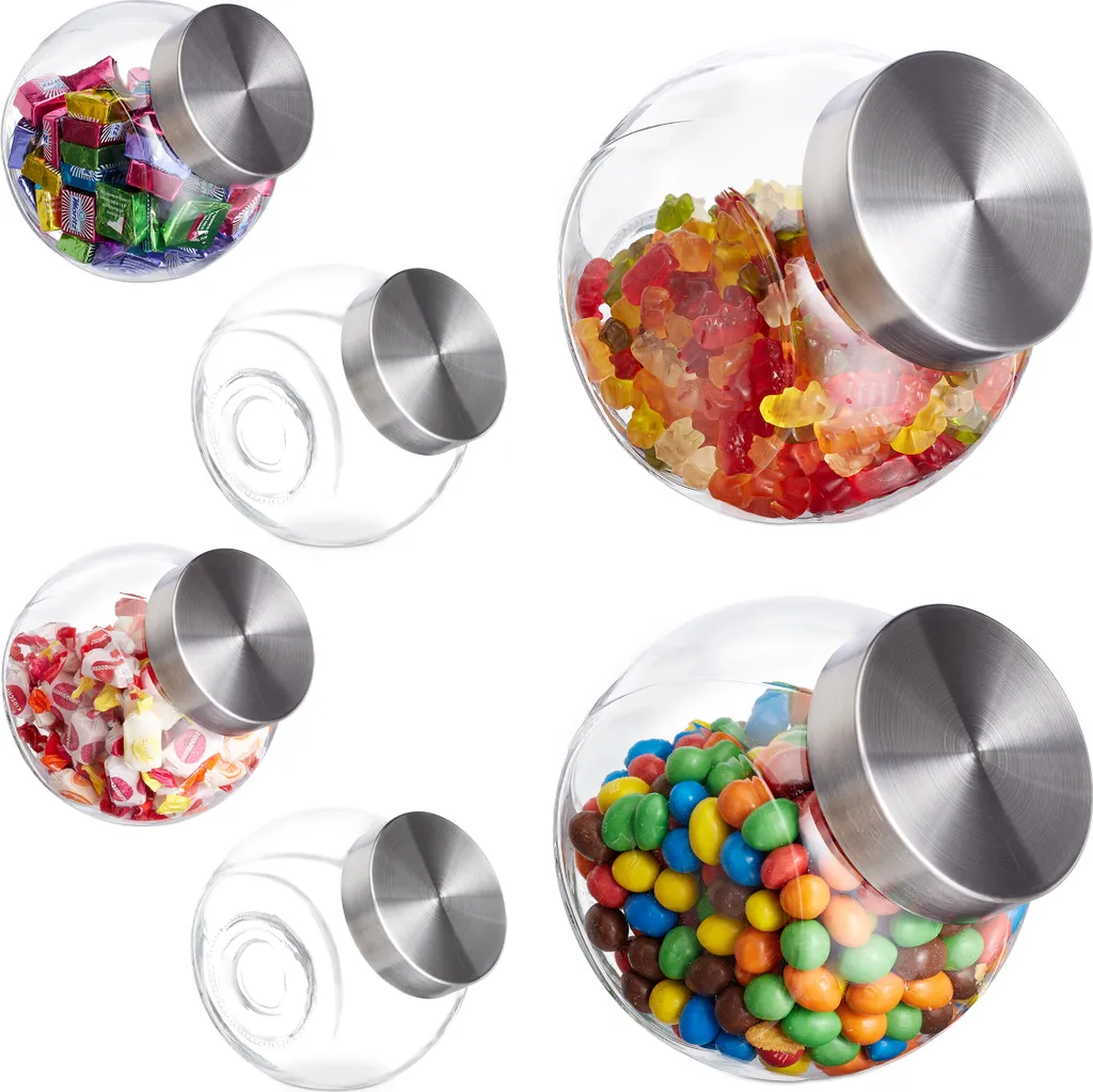 Set 6 Vasetti Vetro 1,5 Litri Relaxdays per Alimenti - Chiusura Ermetica