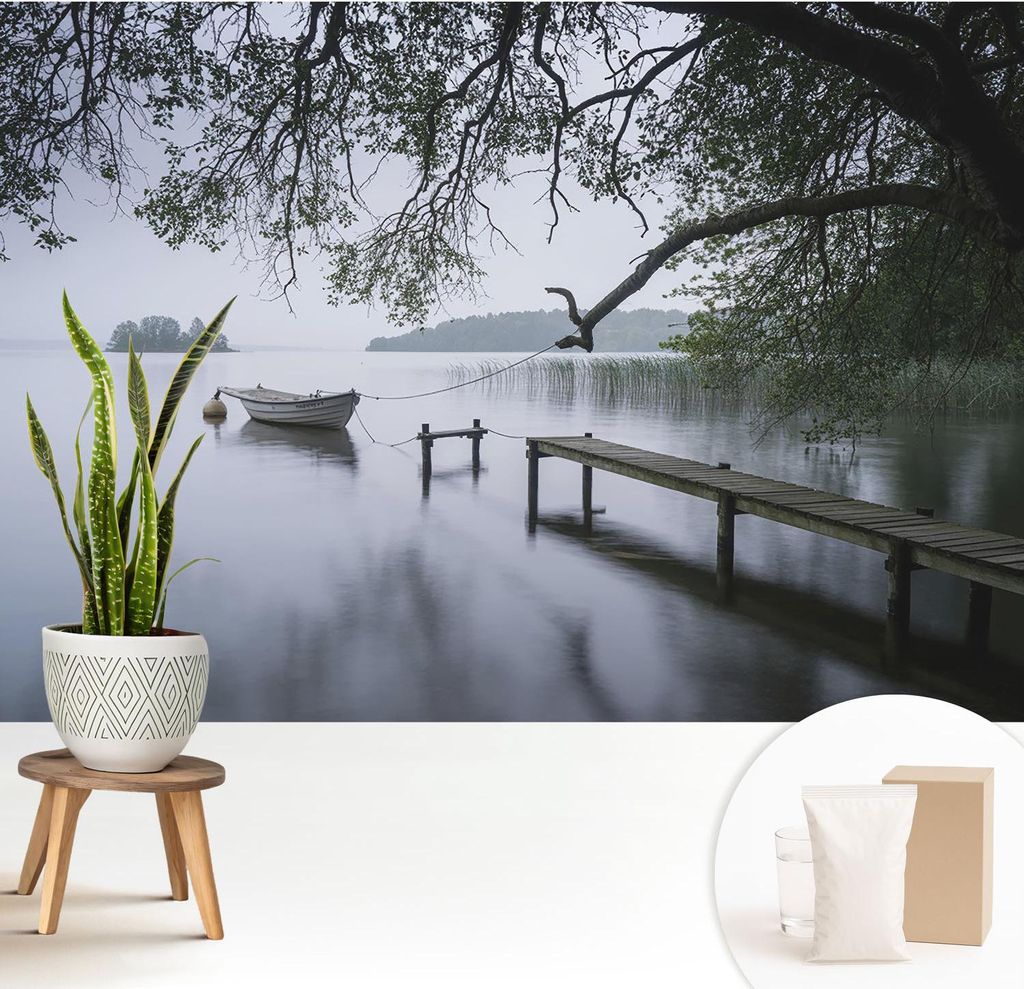Fototapete - 208x146 cm - Tapete - Wandtapete - Wandbilder - Dekofolie - Tapete Folie - Wand - Dekoration - Wohnzimmer - Ein ruhiger See