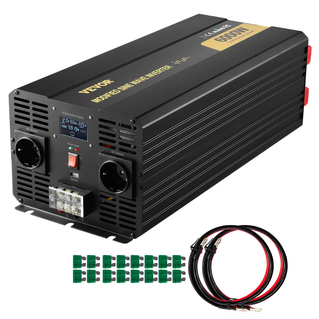 Onduleur VEVOR 6000W convertisseur 12V 230V avec écran LCD et télécommande