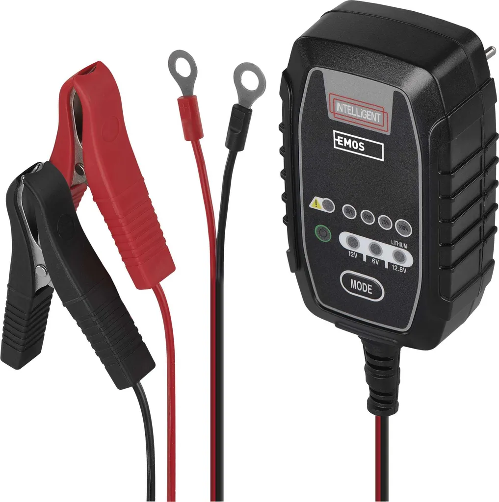 EMOS Caricabatteria per auto 6/12V 0,8A N1015