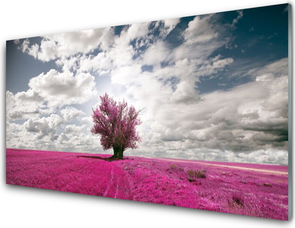 Küchenrückwand aus Glas 100x50cm Spritzschutz Baum Feld Natur