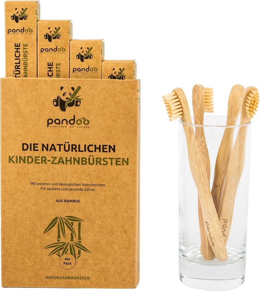 PANDOO Kinder-Zahnbürste 4er Pack