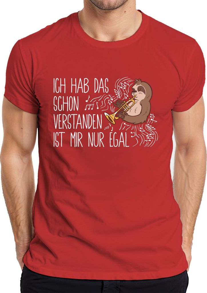 Ich hab das schon verstanden Faultier Trompete Musikfan Sarkasmus Herren T-Shirt, Rot, 3XL